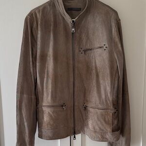 John Varvatos Taupe Leather Jacket